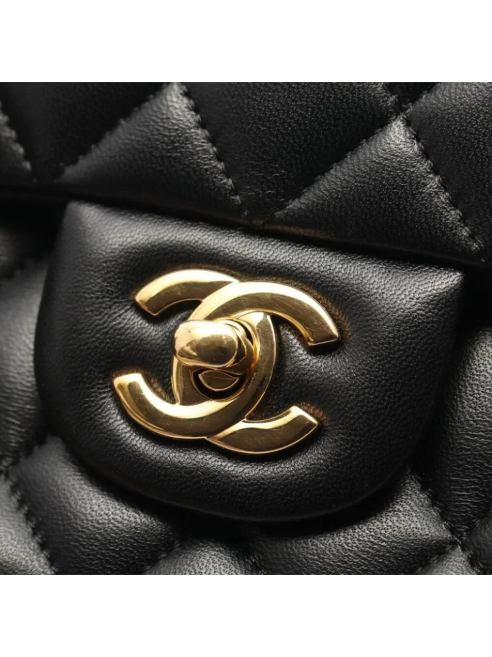 Chanel Shoulder Bag Quilted Double Flap Black Lambskin Chain